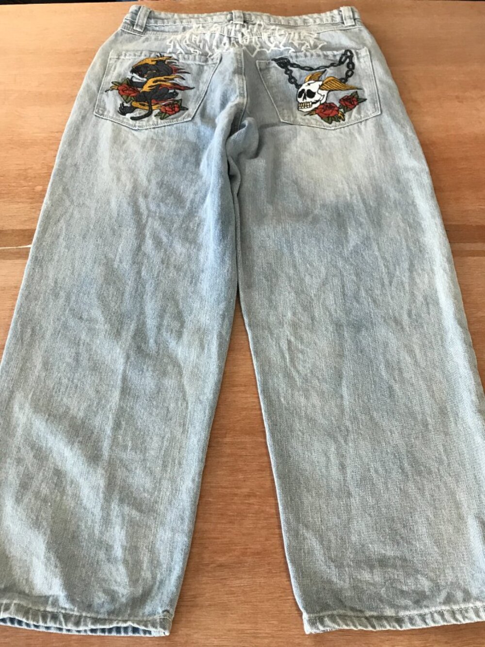 Ninth Hall Ambush Jeans Men 30x27 Blue Panther Scull Embroidery Medium Rise - Picture 3 of 13